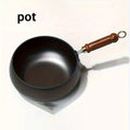 Cast iron pot with lid - handmade traditional design, wide belly and non stick mirror surface, splash proof
