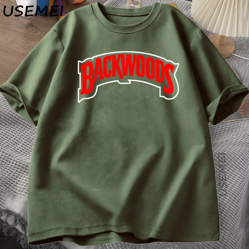 BACKWOODS T Shirts Men Women Retro Short Sleeve Cotton T-Shirt Fashion Street Hip Hop Rock Streetwear Men Swag Tshirt Clothing