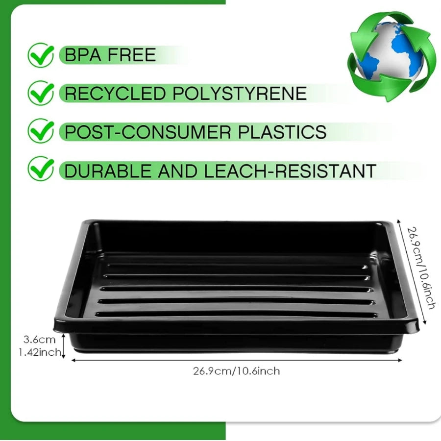 6PCS 27x27cm Square Plastic Garden Seed Starter Grow Trays No Drain Holes Plant Seeding Tray Flats for Growing Microgreens Wheat
