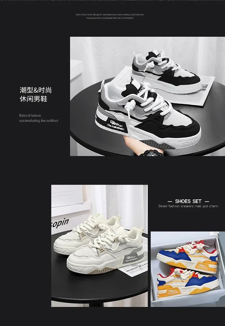 2025 new large-sized men's shoes, all-season fashion and versatile, soft-soled white sneakers and sports shoes