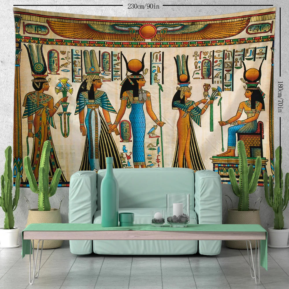 Egyptian Painting Tapestry  Nefertalis Tomb Thebes Wall Hanging Gods of Ancient Egypt Mural for Bedroom Living Room Dorm Decor