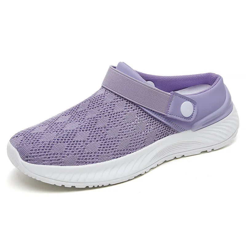 2025 summer new women's shoes fashion casual breathable mesh slippers shoes a slip-on half support shoes women's shoes