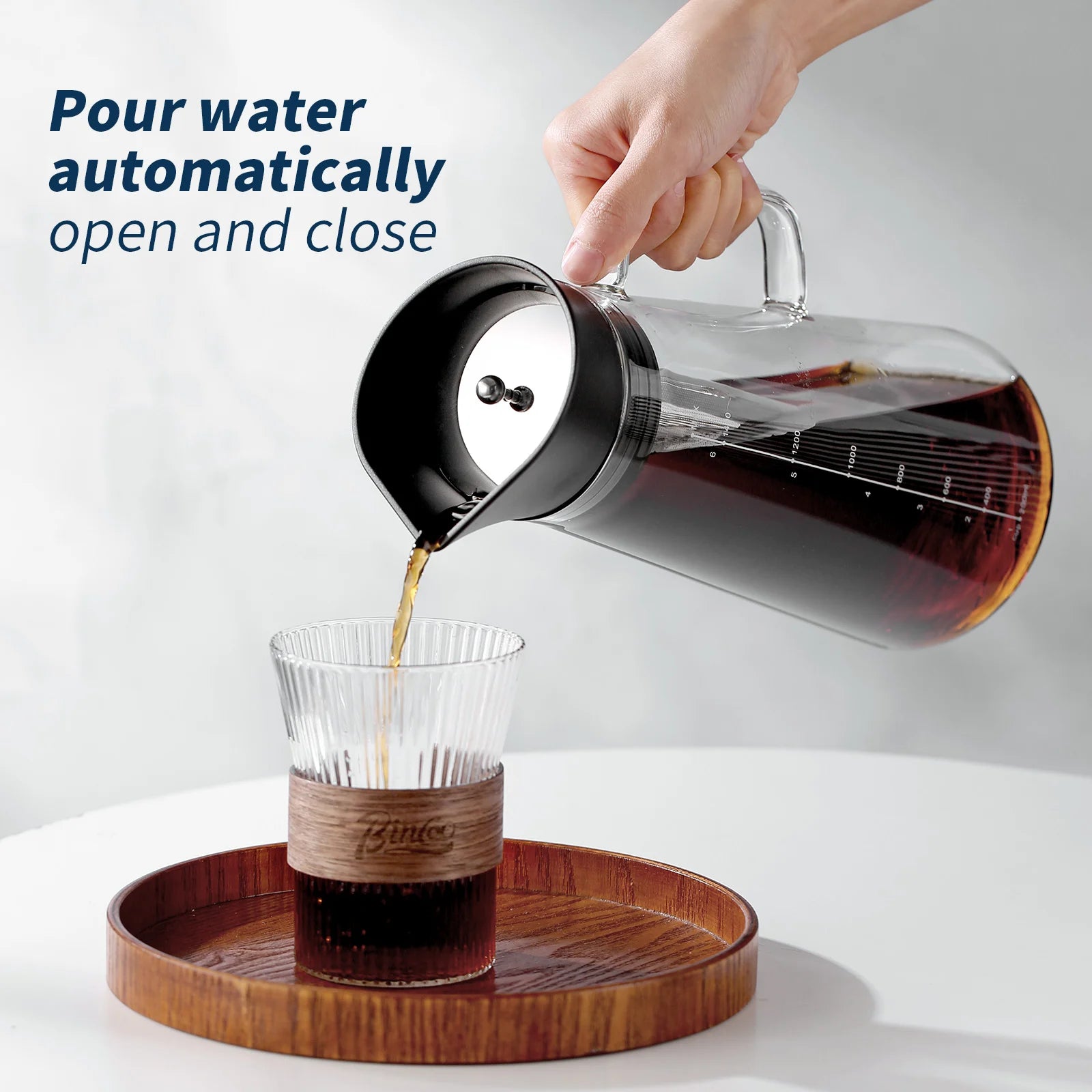 BINCOO 1500ML Cold Brew Coffee Maker with Removable Stainless Steel Filter, Home Cold Brew Coffee Iced Tea Maker & Fruit Pitcher