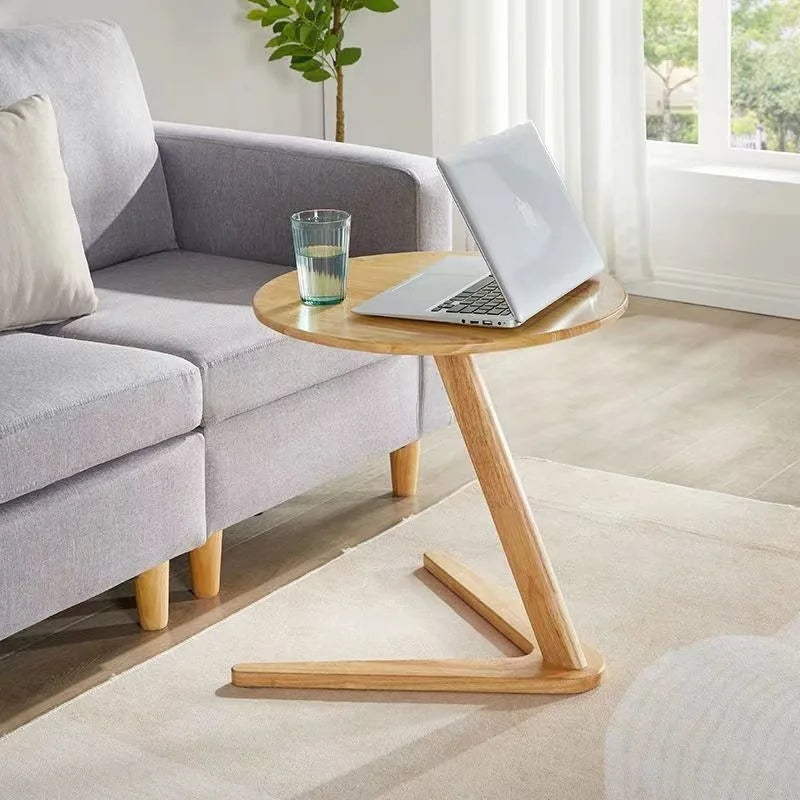 Coffee Table Solid Wood Round Side Table Sofa Bedside Small Living Room Hotel Guesthouse Minimalist Portable Folding Furniture