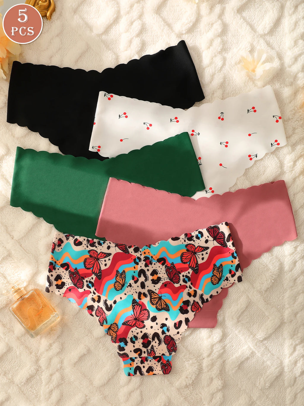 5pcs women's underwear, multi-color, seamless, sexy and comfortable bikini panties
