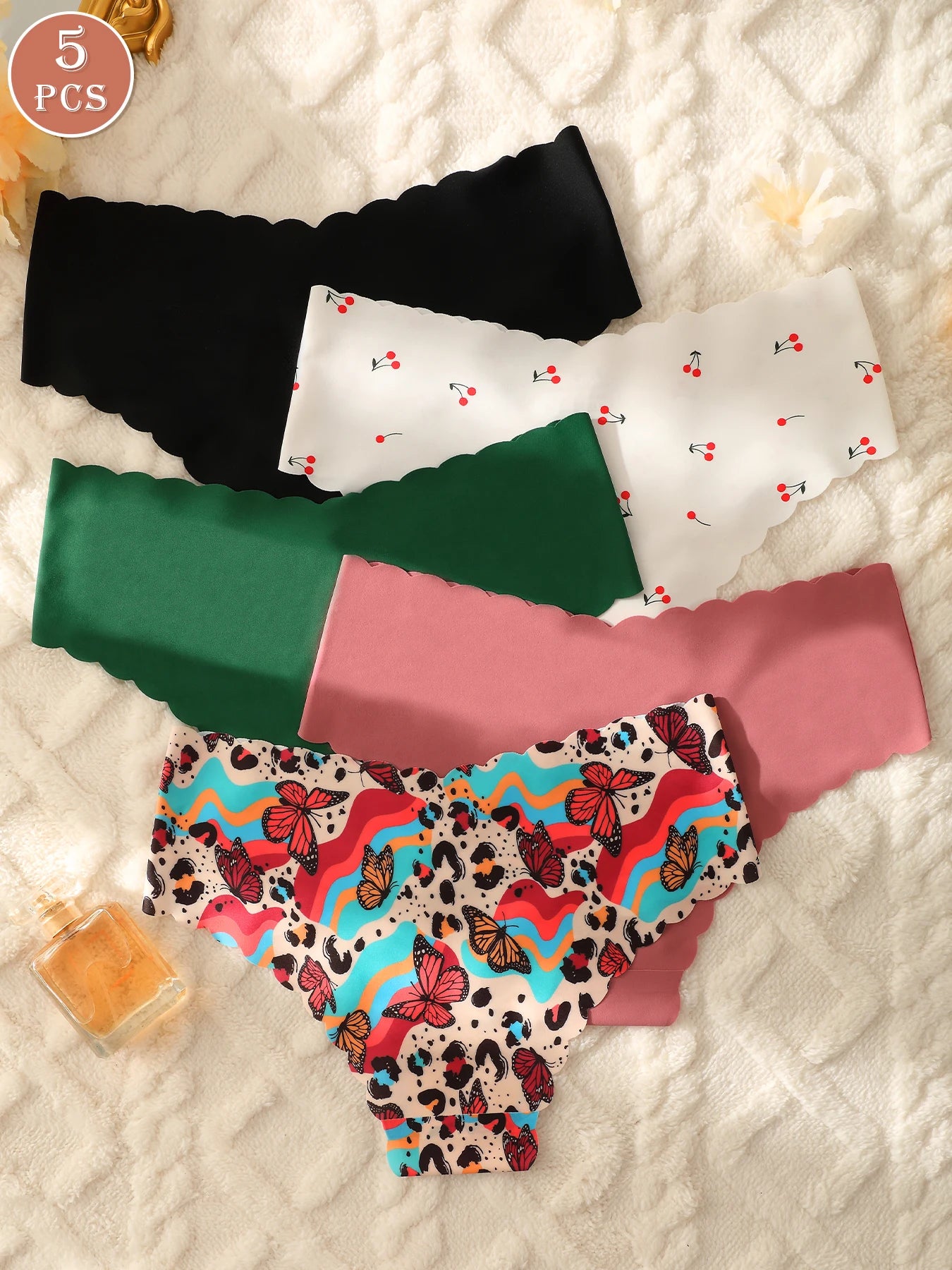5pcs women's underwear, multi-color, seamless, sexy and comfortable bikini panties