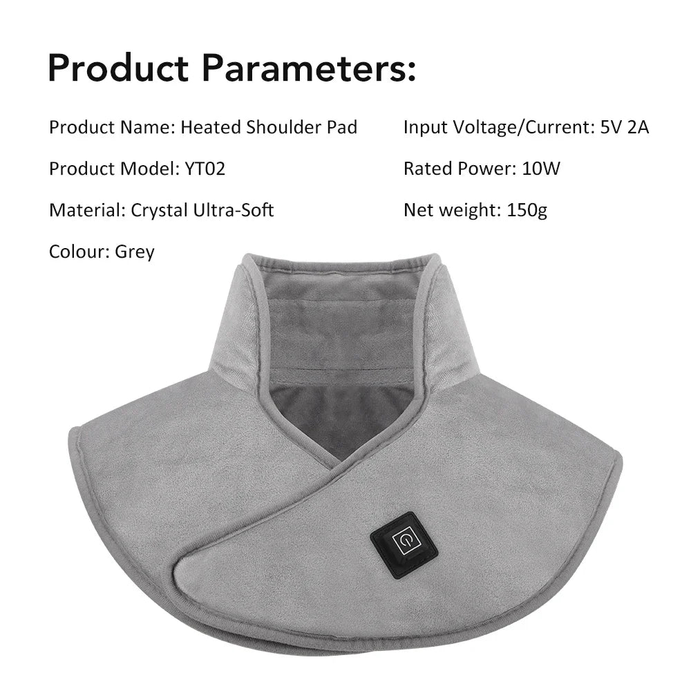 Electric Heating Shoulder Neck Pad USB Heated Back Wrap 3 Heat Level Soft Hot Compress Back Shawl Neck Shoulder Fast Heated Pad