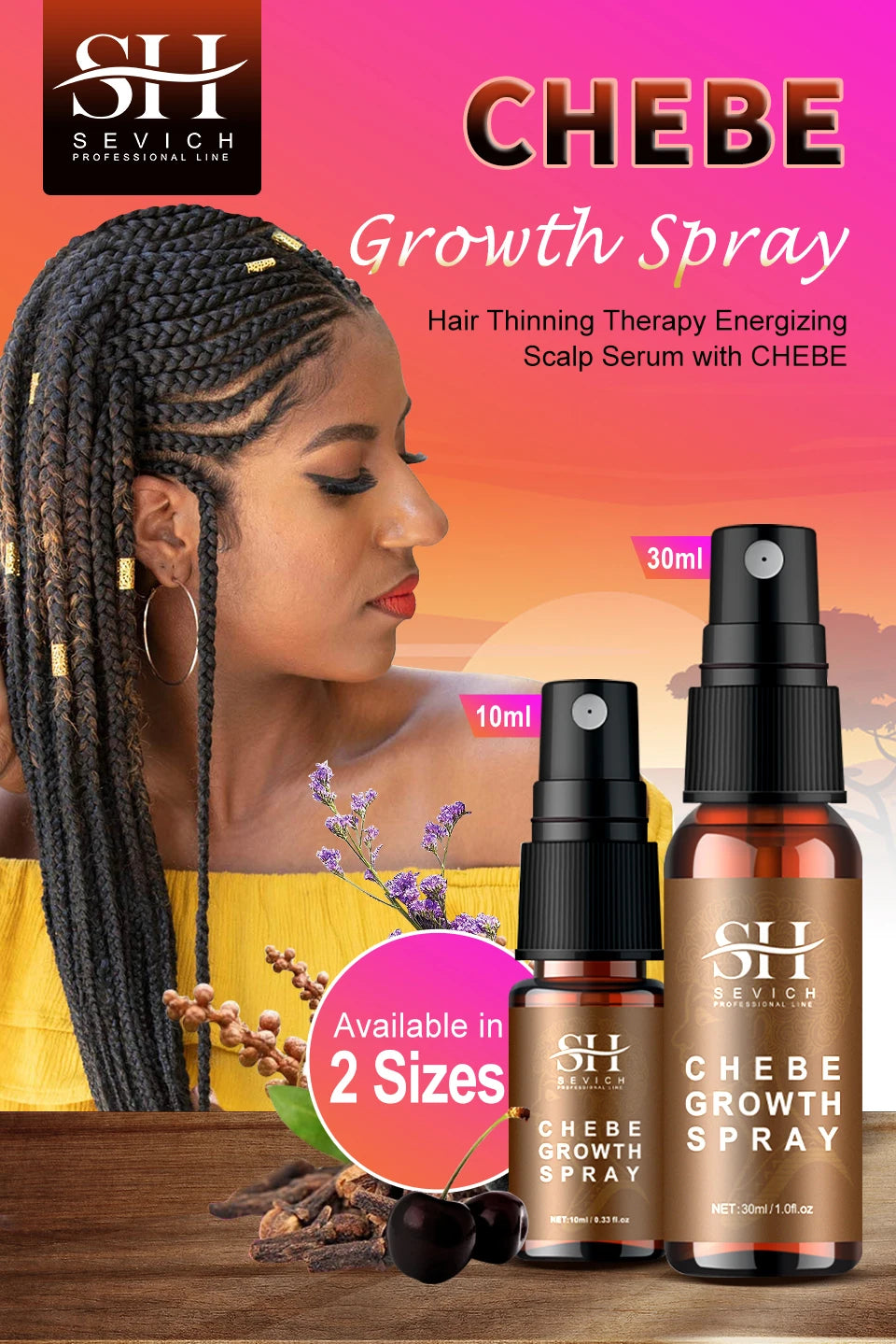 10ml African Chebe Spray Oil for Fast Hair Growth Repair Damaged Visible Result Stop Breakage Promotes Hair Growth For Women Men