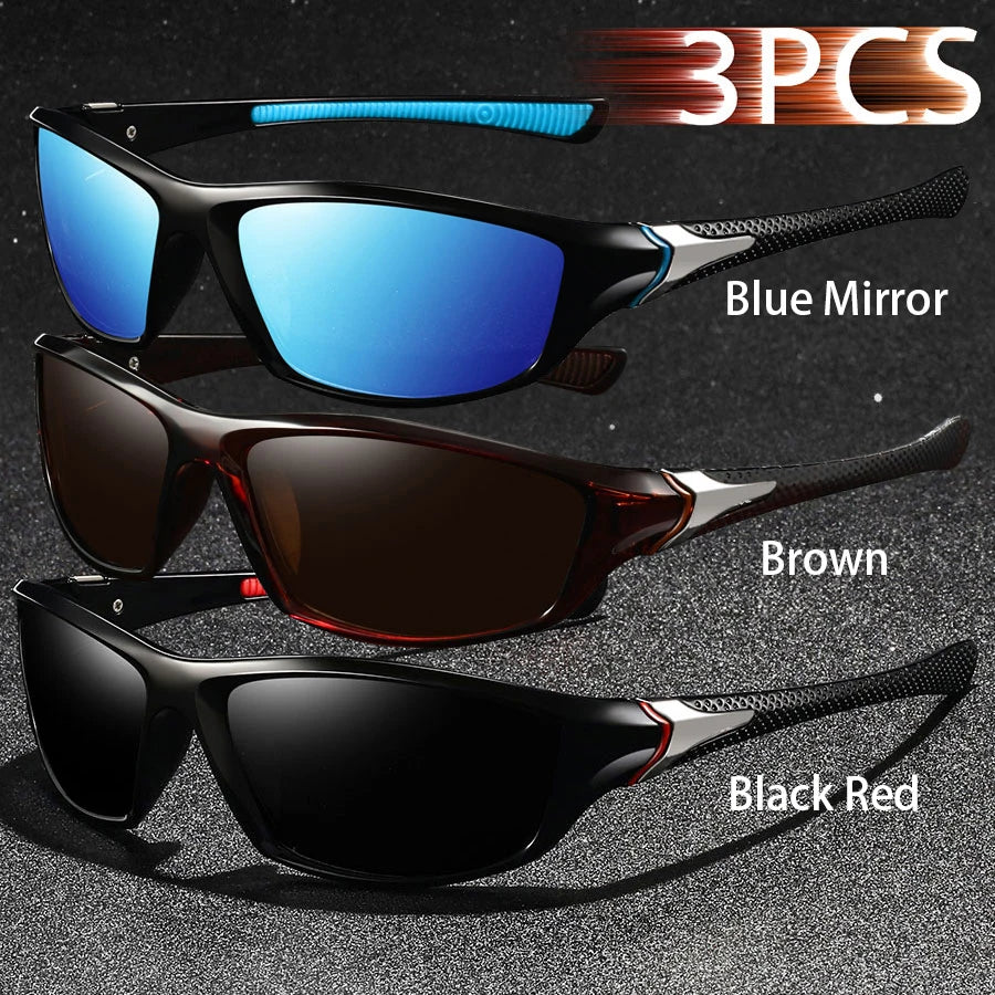 3PCS Fashion Vintage Driving Fishing Cycling Sports Sunglasses Men Women Running Mountaineering Sport Man Sun Glasses UV400