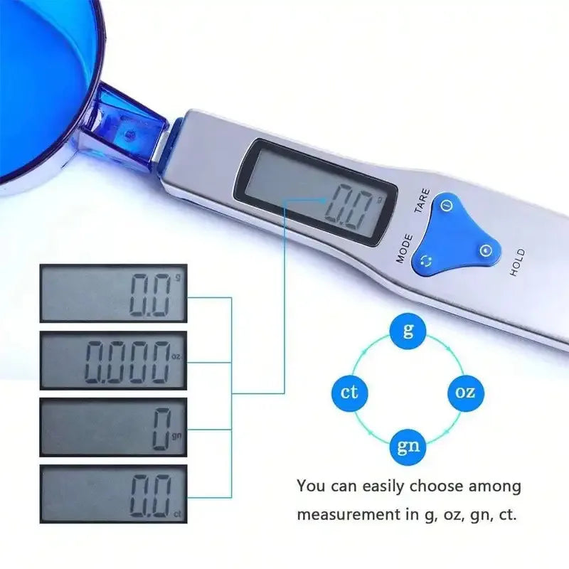 Digital Food Scale with 3 Measuring Spoons (300g/0.1g) - Precision Tool for Milk, Flour, Spices & Medicine Portioning