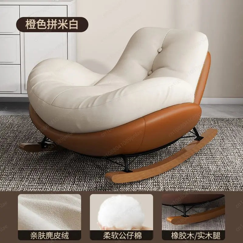 Eggshell Rocking Lazy Sofa, Balcony Living Room Home Drama Recliner