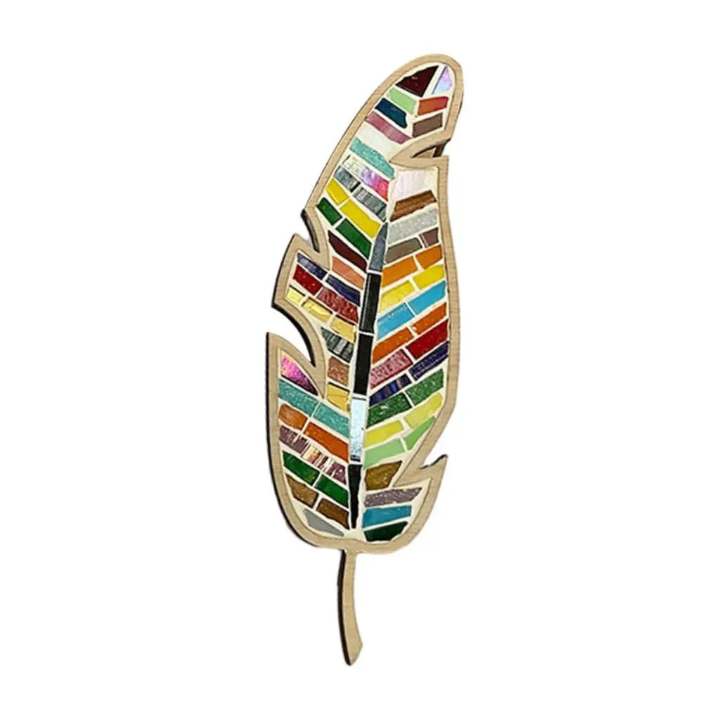 Creative Arts and Crafts DIY Mosaic Kit Stained Glass Wooden Feather Mosaic Kit Bird Bright Feather Mosaic Arts Girlfriend