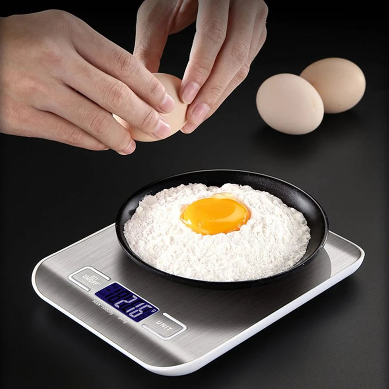 Digital Kitchen Scale LED Display 10kg/1g Stainless Steel Panel Electronic Scales Home Jewelry Food Snacks Weighing Baking Tools