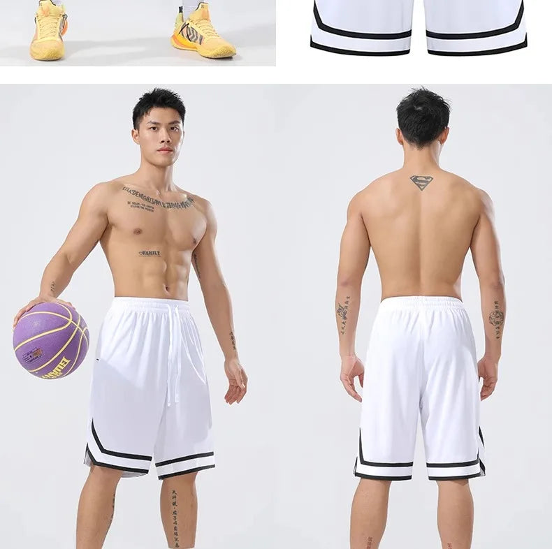 Basketball Pants Sports Running Training Casual Pants Five-point Basketball Shorts Double-sided Zipper Pocket Fitness Men Loose