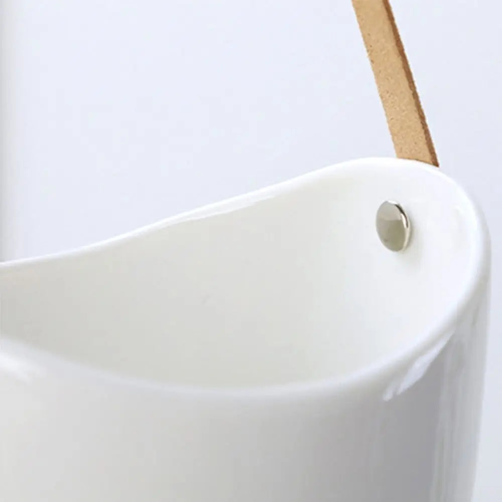 Creative White Wall Hanging Flower Pot Ceramic Thickened Hanging Flower Basket Sturdy Hydroponic Planter Holder Outdoor