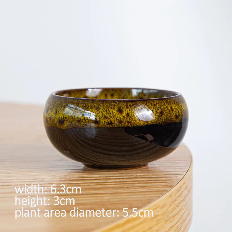 6pc Kiln-changed Flower Pot Bonsai Ceramic Pots For Plants Mini Succulent Plant Small Cactus Outdoor Container Modern Decorative