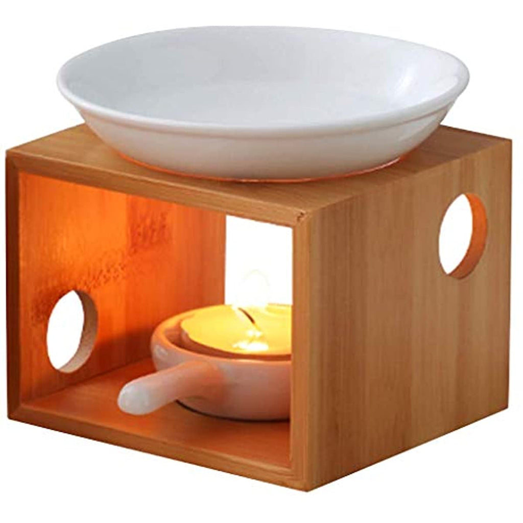 1pc Tealight Essential  Bamboo Aromatic,Arom Essential Oil Burner Diffuser,Tea Light Candle Holder Aromatherapy Oil Warmer