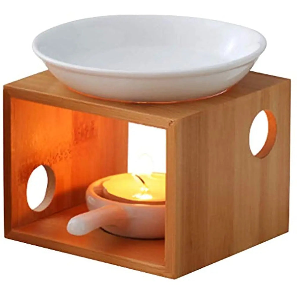 1pc Tealight Essential  Bamboo Aromatic,Arom Essential Oil Burner Diffuser,Tea Light Candle Holder Aromatherapy Oil Warmer