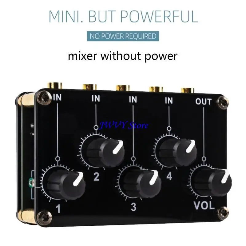 573A 4 Channel Line Mixer Portable Passive Analog Sound Mixing Console Highest Sound Quality Stereo Mixer