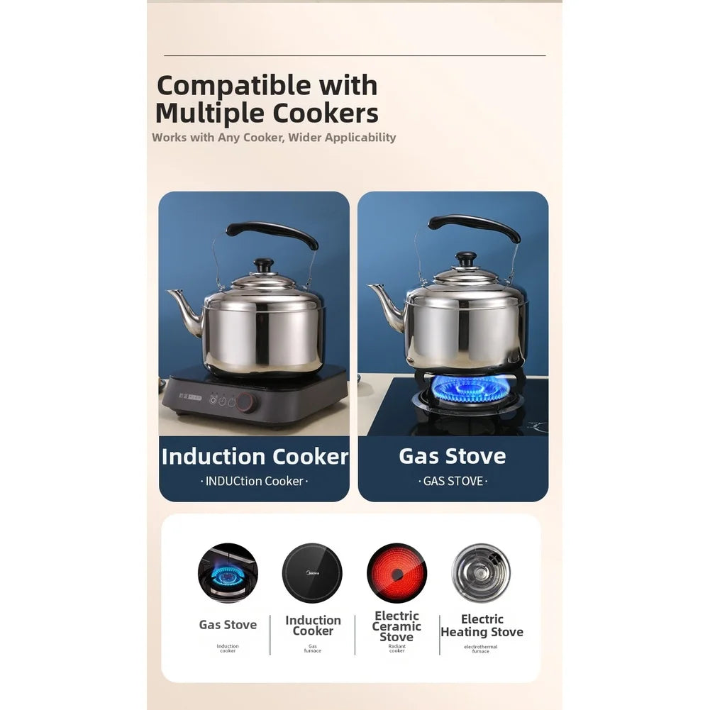 1 Pcs New Thickened  Stainless Steel Whistling Kettle  Household Large Capacity Boil  Water Kettle Induction Gas