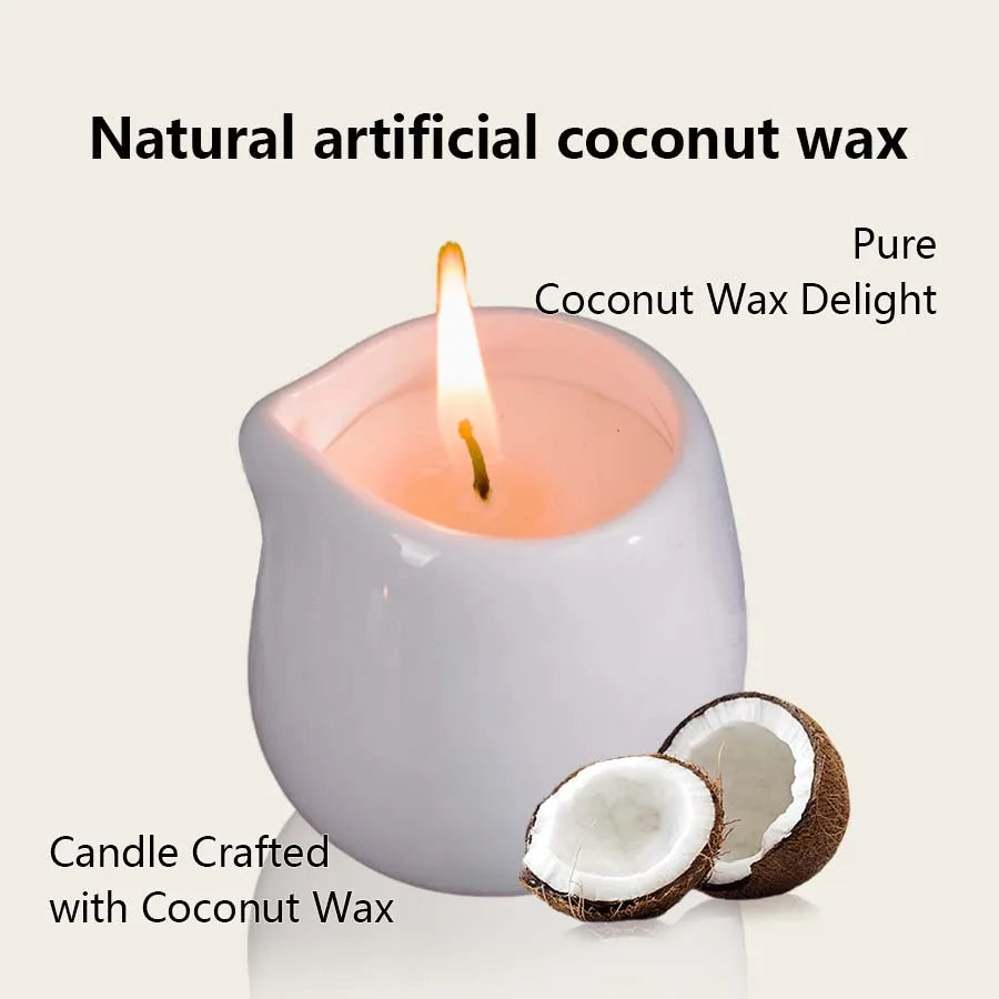 1pc Amber Vanilla massage essential oil candle, coconut wax, heating, body open back SPA romantic holder home decor valentines