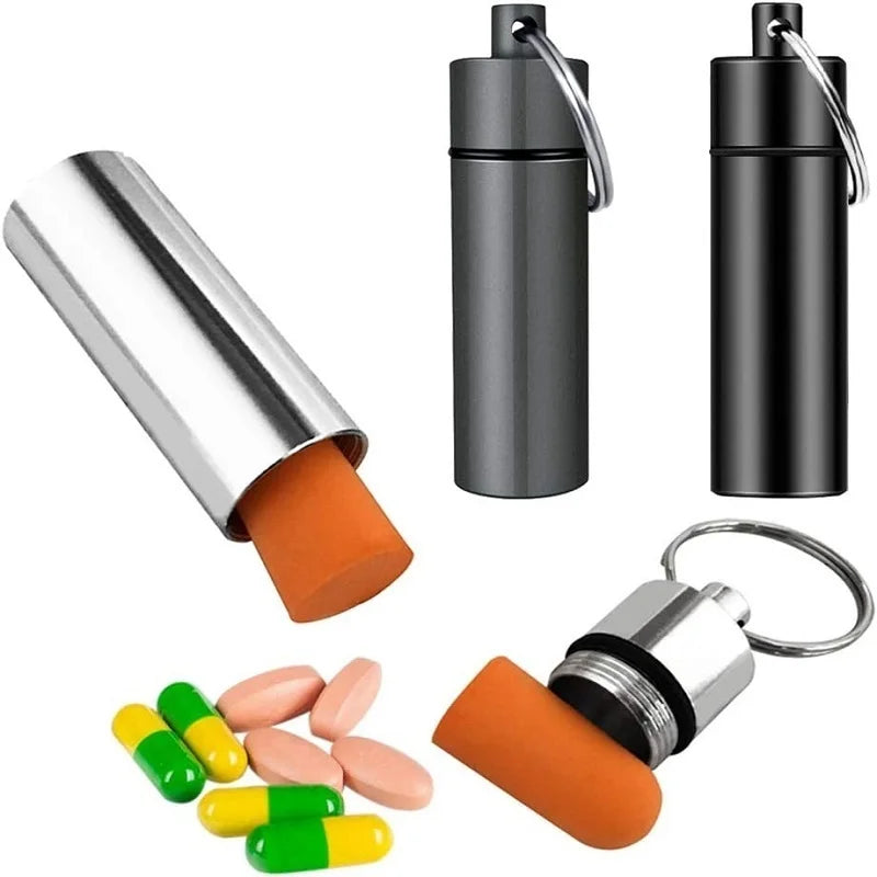 3pcs Portable Stash Jar with Keychain Aluminum Alloy Waterproof Airtight Container Storage for Herb Tobacco Smoking Accessories