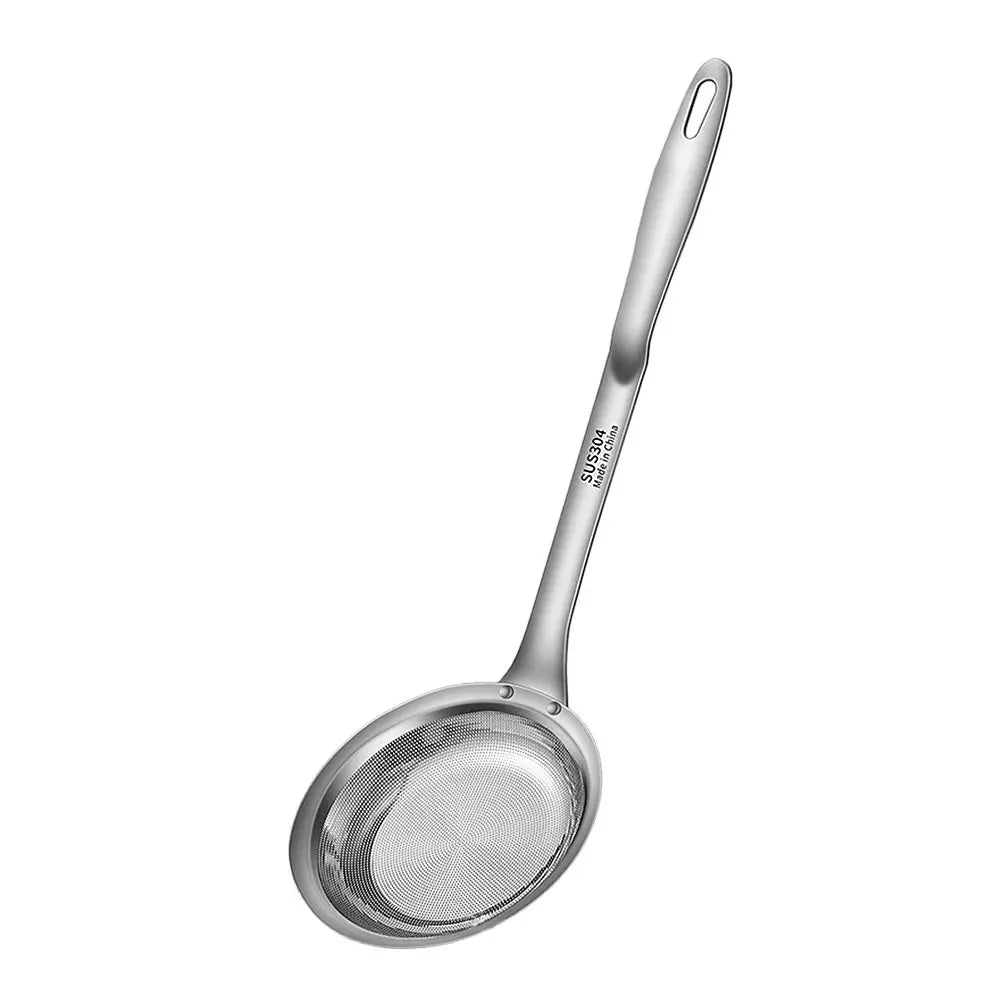 304 Stainless Steel Fat Skimmer Spoon Fine Mesh Grease Foam Removing Oil Dregs Fishing Percolator Fried Food Net Strainer