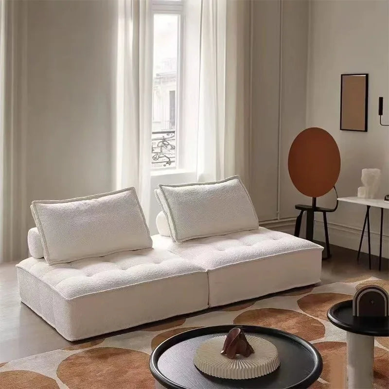 Compression Sofa High-end Light Luxury Living Room Boneless Sofa Small Apartment Three-seater Fabric Double Tofu Block Sofa
