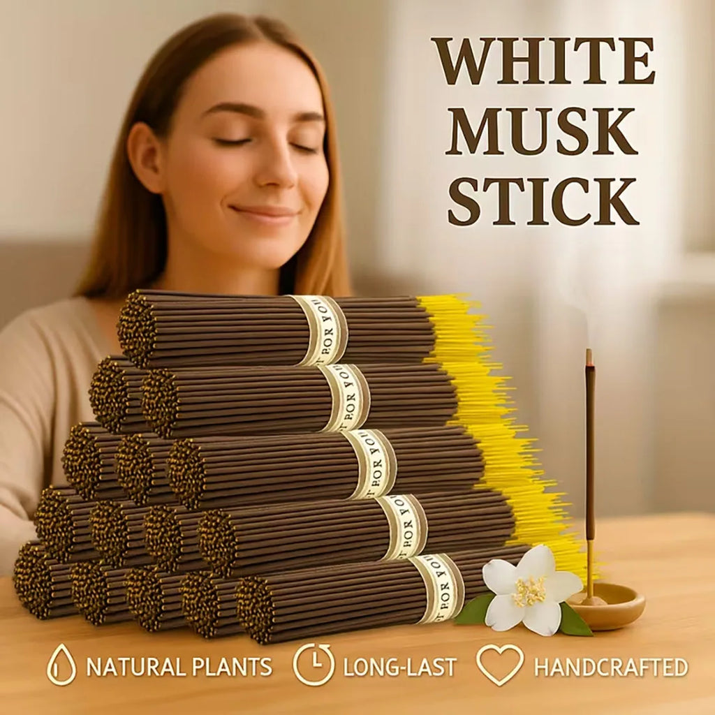 29/60/110/210Pcs, White Musk Floral Incense - Natural Plant Extracts, Long-Lasting Burning, Eliminates Odors, Long-Lasting Fragrance, Artificial Wood with Herbal and Musk Essence, Suitable for Home, Office, Meditation, Yoga -