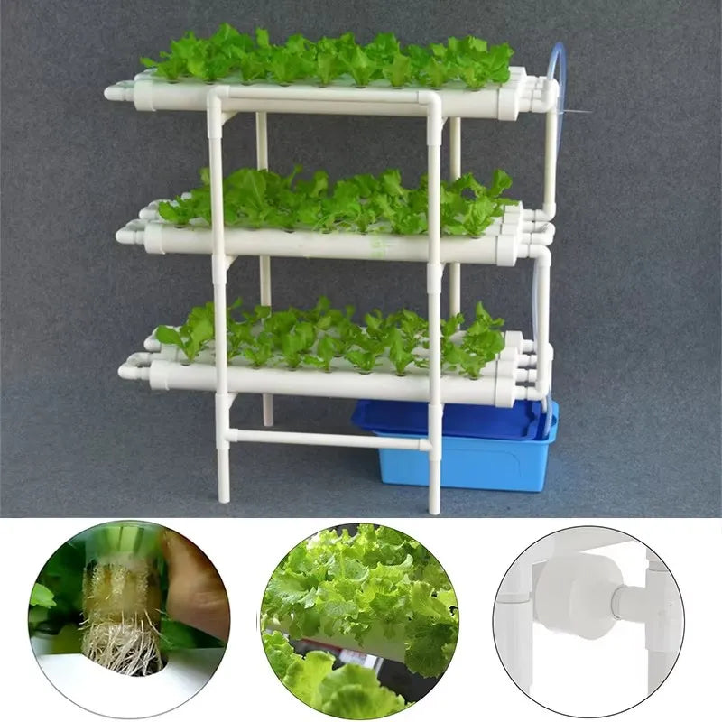 3-Tier 108 Holes Hydroponics Growing System - 12 Pipes Vertical Soilless Planting Kit with Adjustable Water Pump, Space-Saving