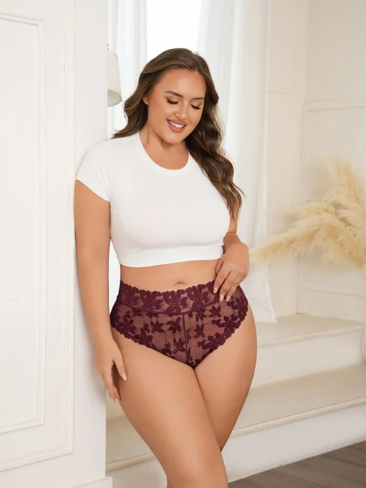 5PCS/SET Women's Floral Lace Panties Sexy Perspective Low Waist Briefs Hollow Comfortable And Breathable Lingerie Sexy Lace New