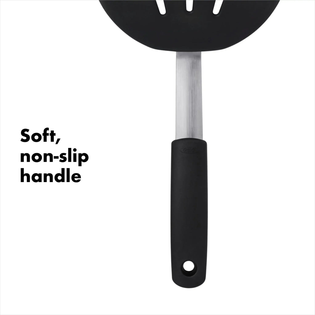 Black Flexible Silicone Spatula Pancake Turner, Heat-Resistant Non-Scratch Kitchen Utensil for Baking