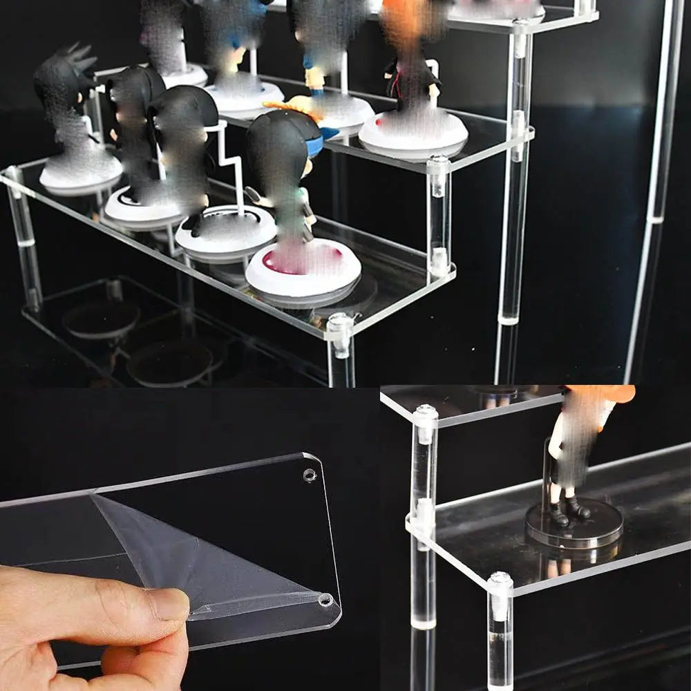 1-5 Tier Acrylic Display Stand Durable Display Rack For Cupcake Perfume Doll Transparent Trapezoidal Blind Box Storage Shelf