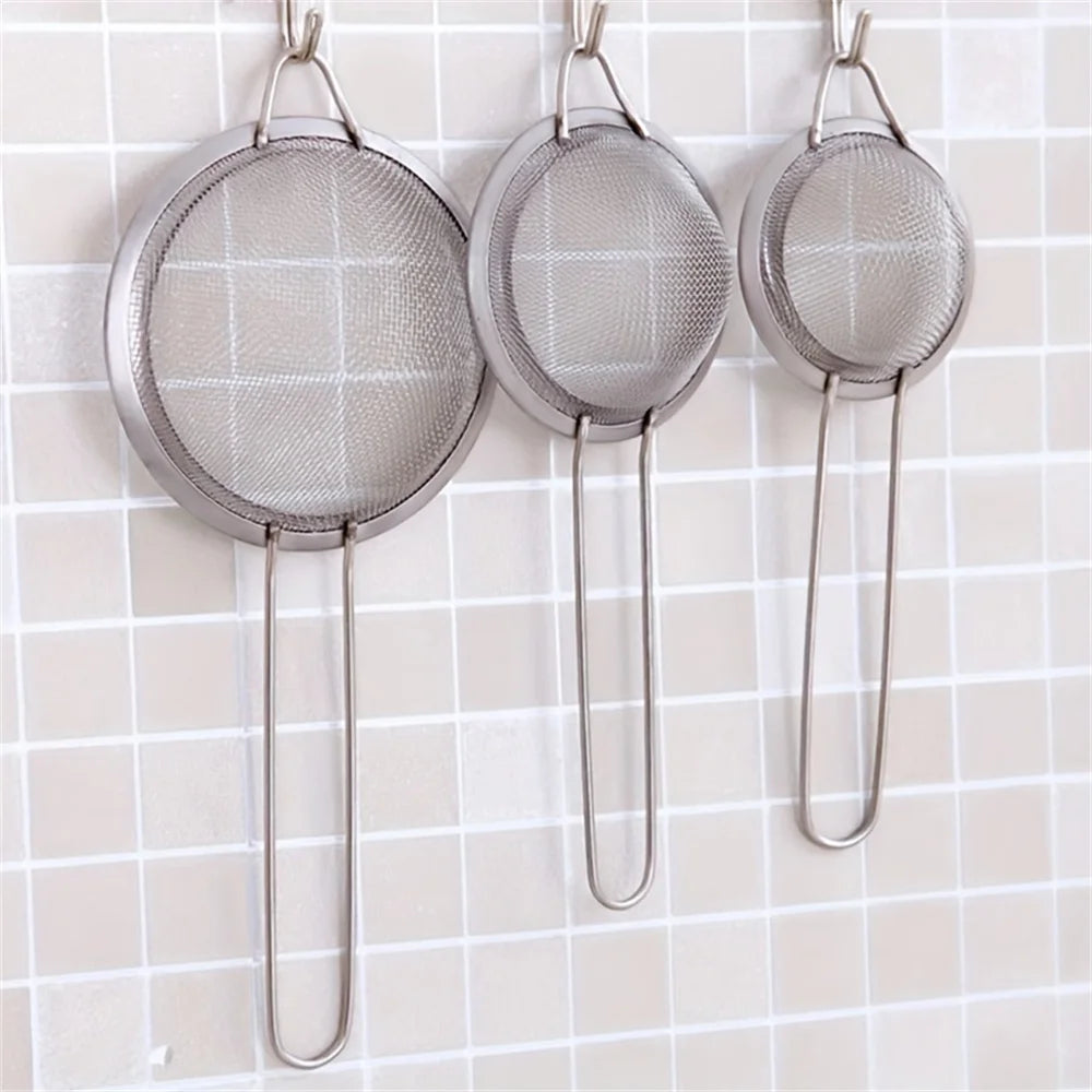 3pcs/set Stainless Steel Fine Mesh Strainers Multipurpose Flour Sifter For Baking With Handle Flour Sieve Sifter Baking Tools