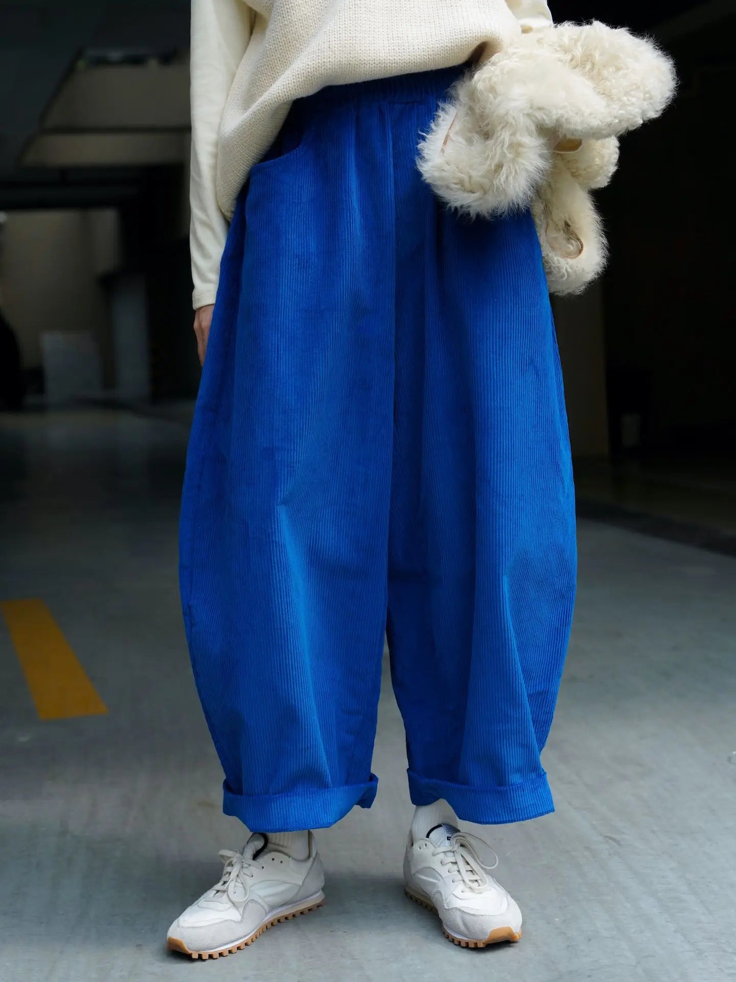 2025 Women Spring Fashion Big Wide Leg Pants Stretch High Waist Corduroy Pants Fashion Clothes 100% Cotton Pants Female Trousers