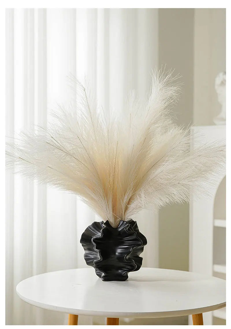 Ceramic Coral Vase Nordic Art Dry Flower Vase Pot Beige Matte Container for Flower Pampas Grass Living Room Tabletop Decoration