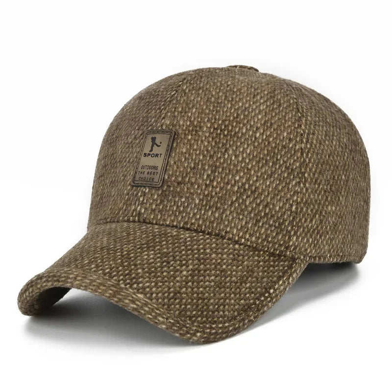 Baseball Cap Autumn Woolen Knitted Designer Men's Winter Cap Thicken Warm Hats with Earflaps Men's Brand Hats Dad Trucker Hats