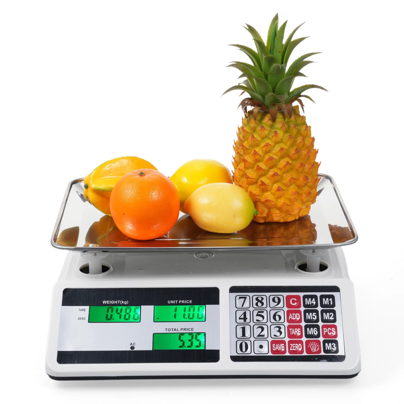0KG Digital Price Scale Electronic Price Computing Scale with Stainless Steel Large Platform Dual LCD Display Big Button