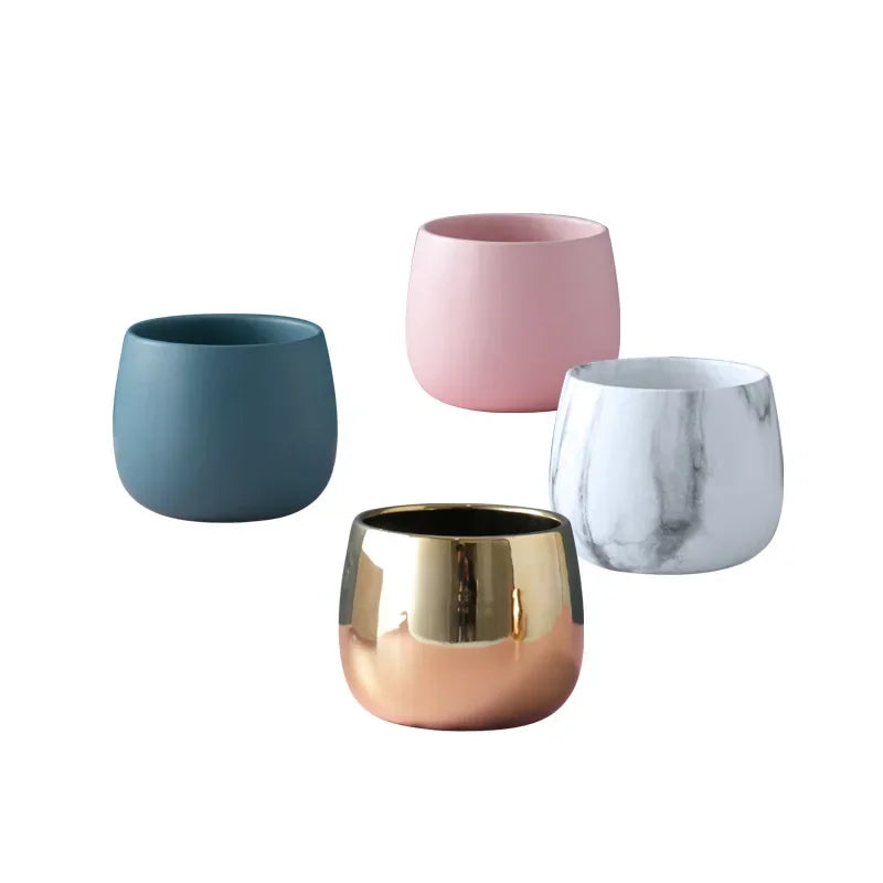 Creative Ceramic Small Flower Pot Nordic Electroplating Potted Hydroponic Flower Pot Ceramic Ornament Green Radish Succulent