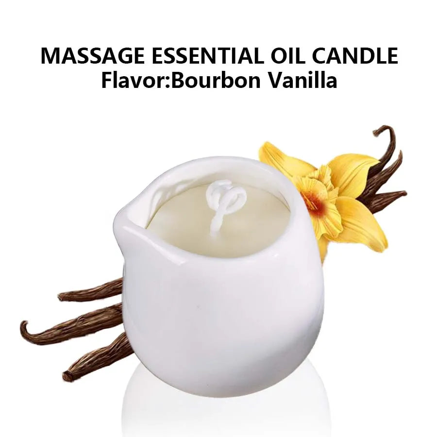 1pc Amber Vanilla massage essential oil candle, coconut wax, heating, body open back SPA romantic holder home decor valentines
