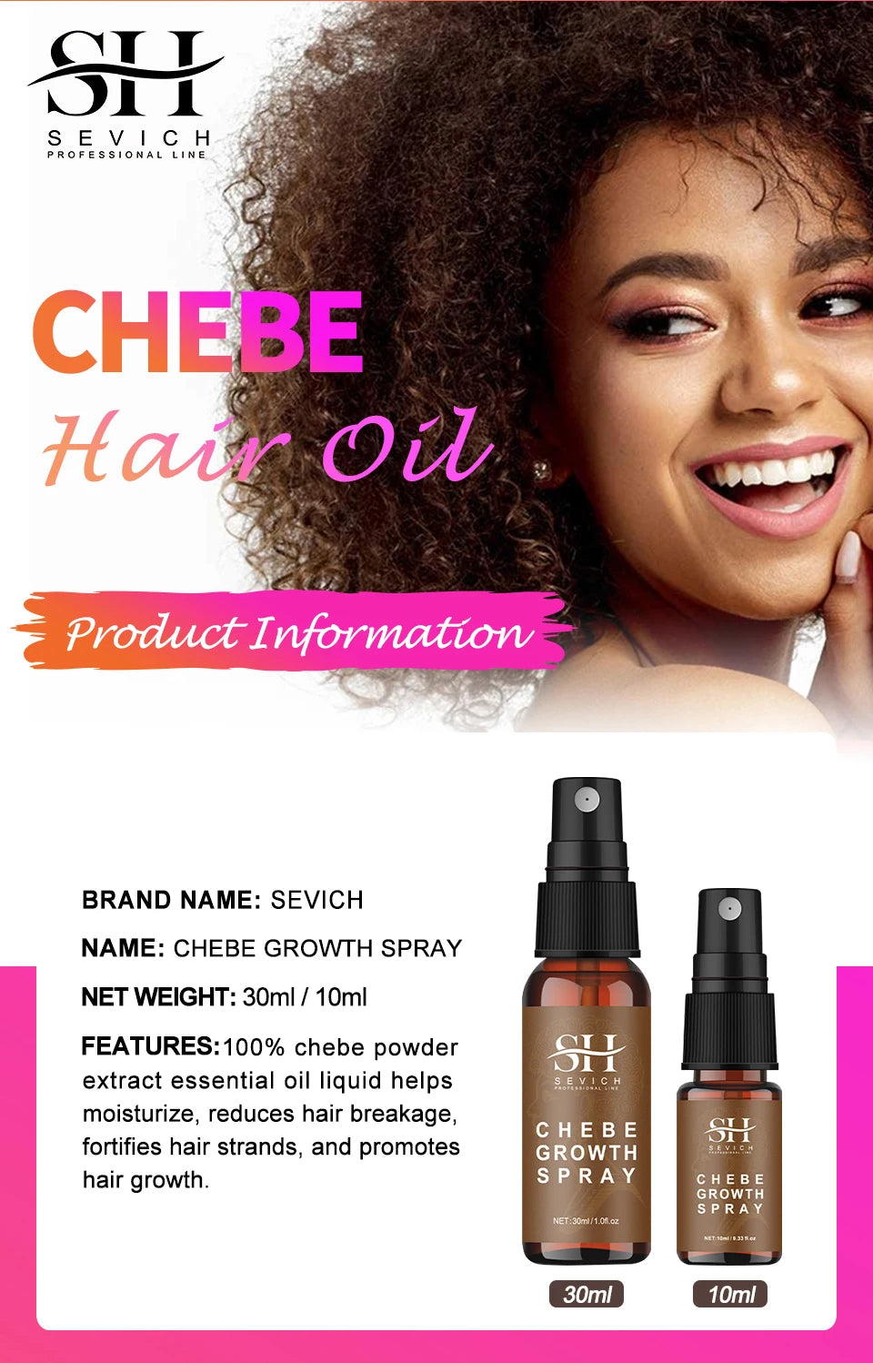 10ml African Chebe Spray Oil for Fast Hair Growth Repair Damaged Visible Result Stop Breakage Promotes Hair Growth For Women Men