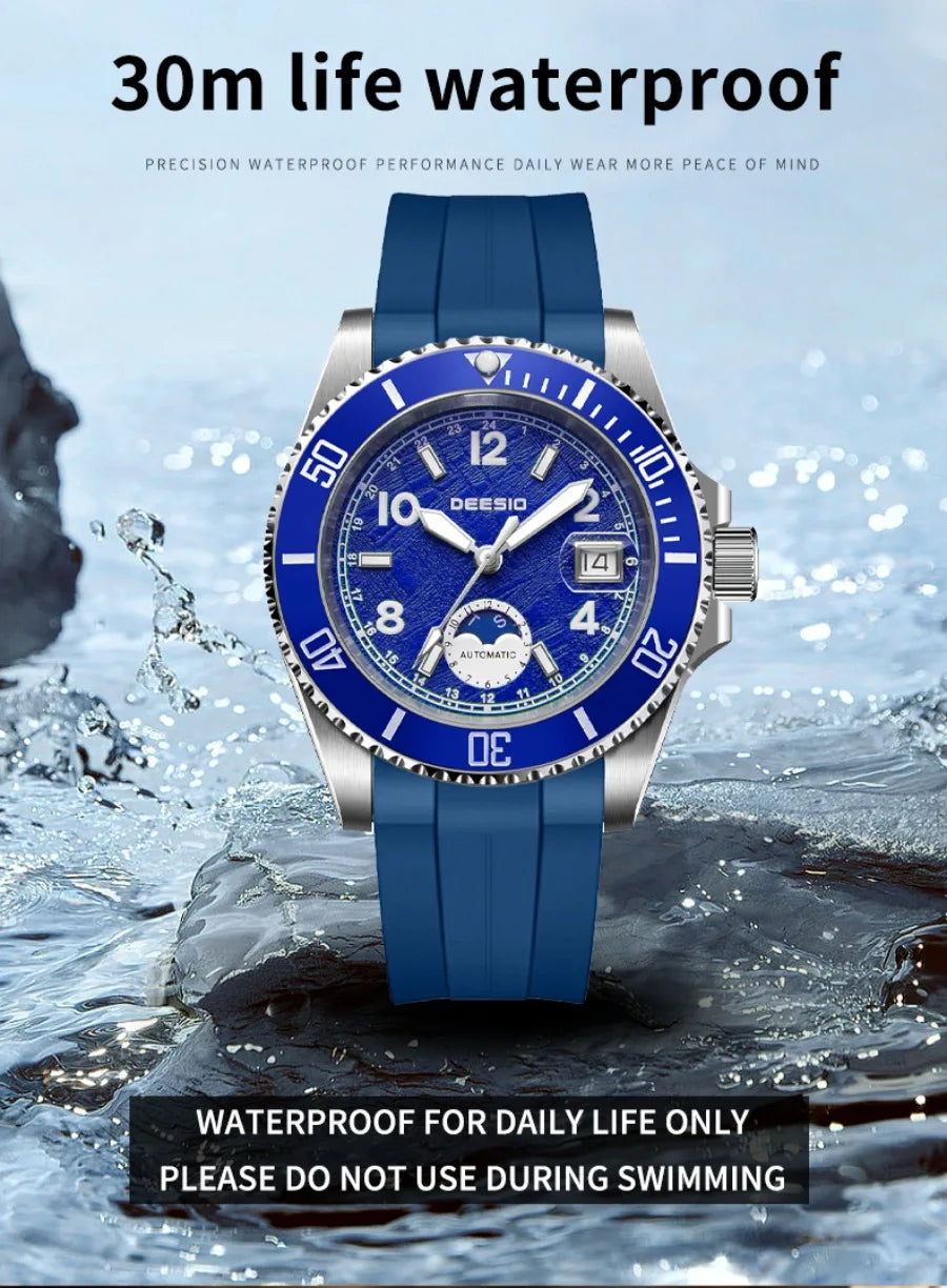 Deesio Classic Fashion Men's Watches Automatic Self-Wind Mechanical Waterproof Luminous Stainless Steel Luxury Gifts for Men
