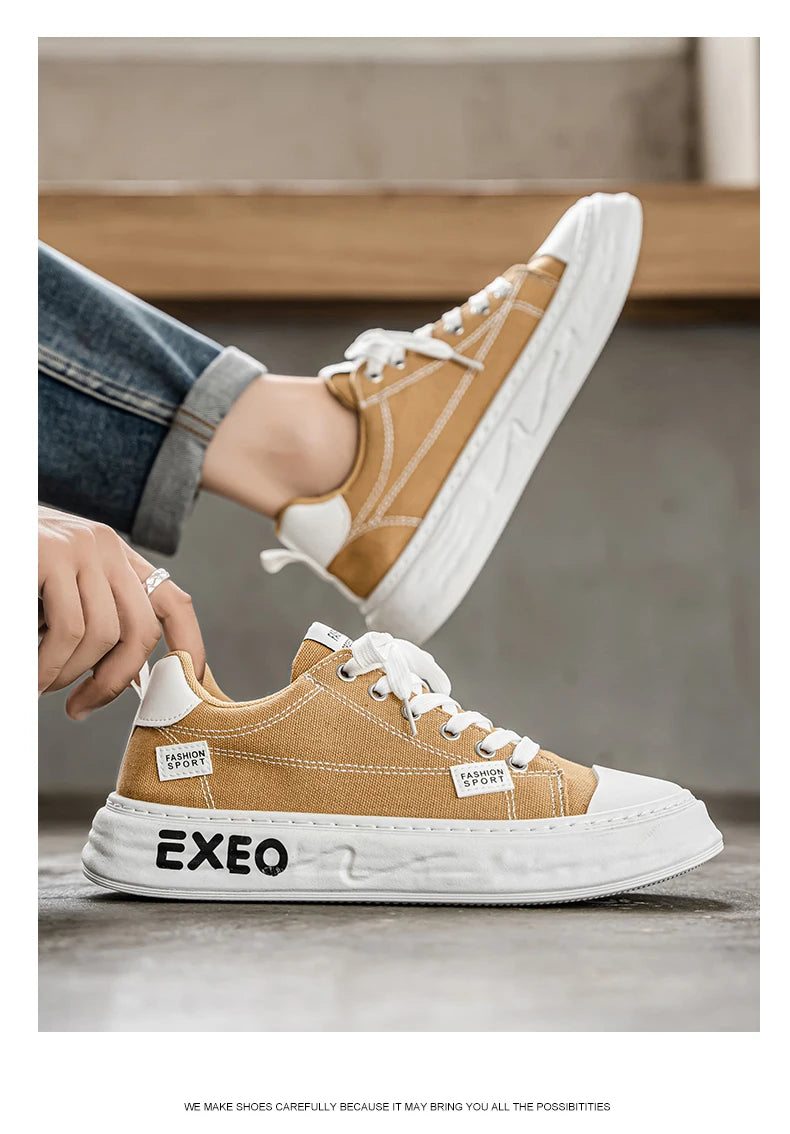 Casual Sneakers Sporty Design Trendy Flat Men's Canvas Shoes Breathable Low-Top Footwear Summer Winter Spring Autumn Wear