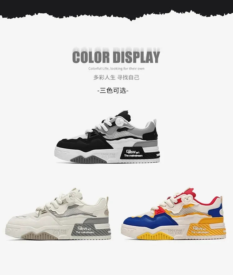 2025 new large-sized men's shoes, all-season fashion and versatile, soft-soled white sneakers and sports shoes
