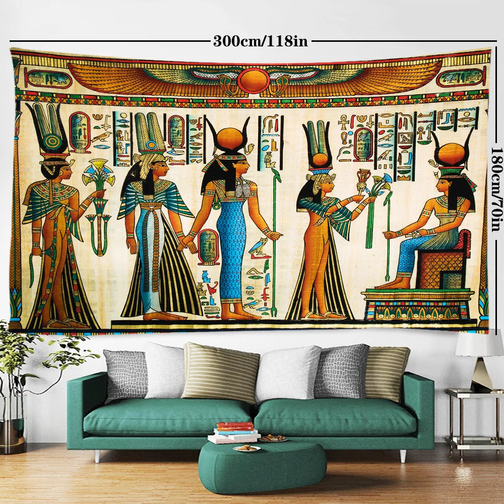 Egyptian Painting Tapestry  Nefertalis Tomb Thebes Wall Hanging Gods of Ancient Egypt Mural for Bedroom Living Room Dorm Decor