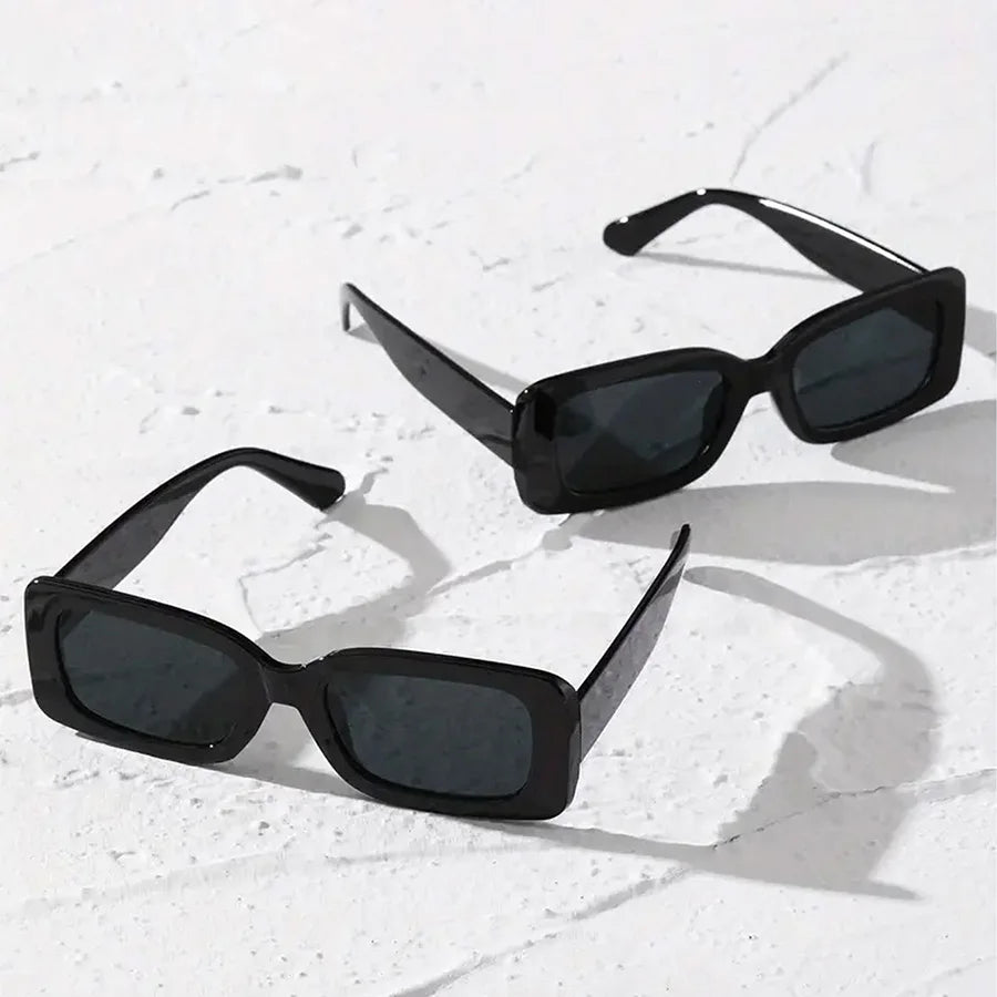 2 Pairs Unisex Trendy Square Sunglasses, Fashion Decorative Glasses For Daily Wear