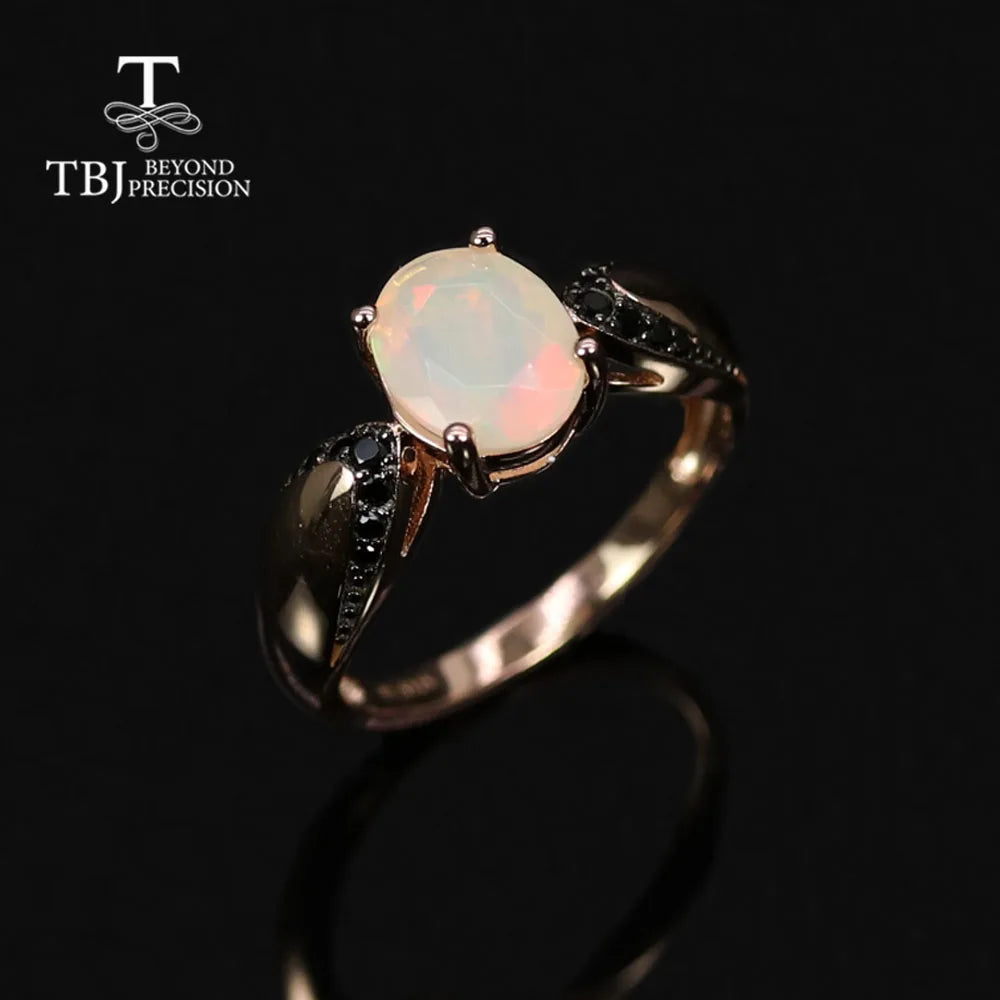 2026,Natural Ethiopia Opal Ring earrings Jewelry Set 925 sterling silver simple fashion design for women anniversary gift