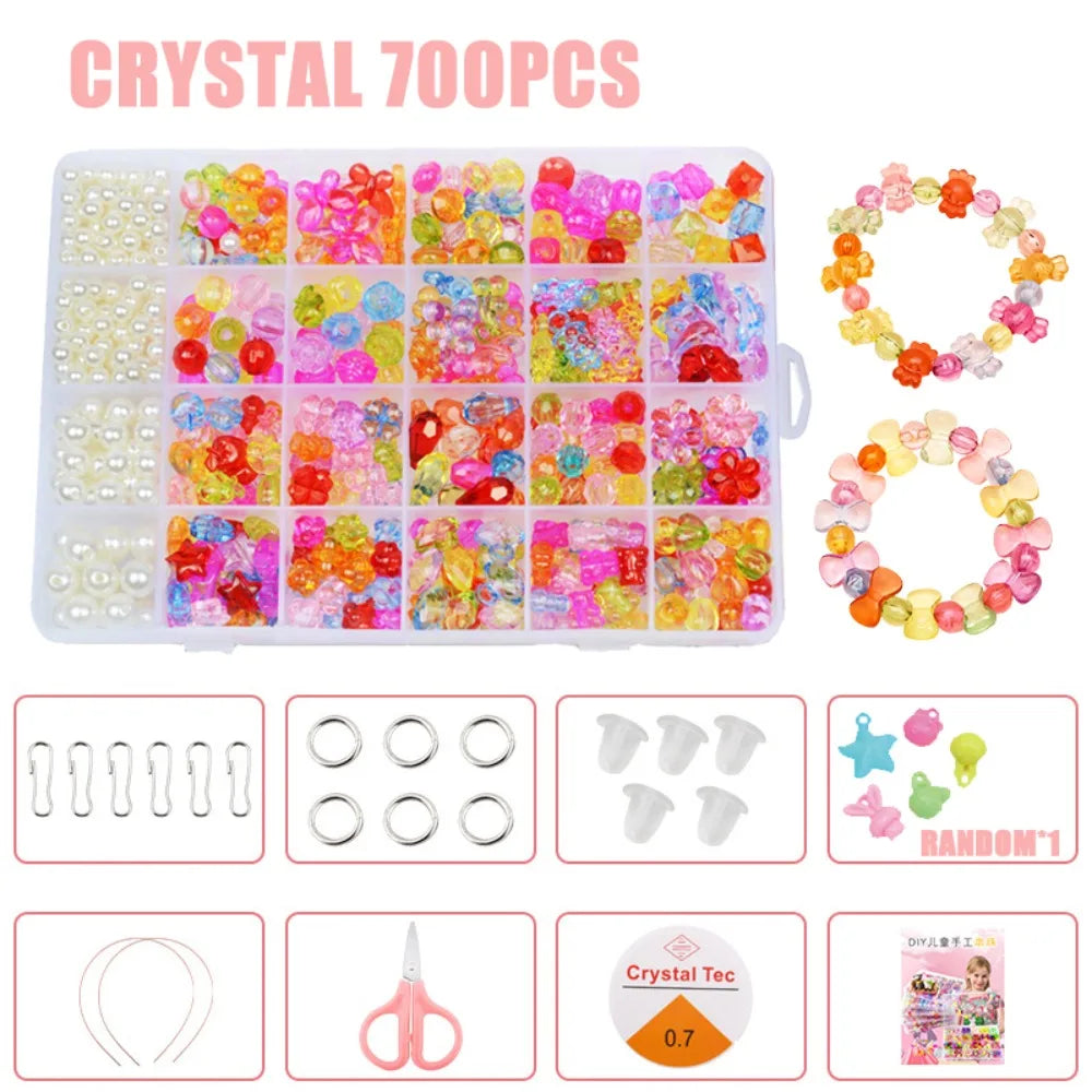 Arts Crafts DIY Handmade Beaded Kit Toy DIY Toy Jewelry Set DIY Making Beads Kit Toy Kawaii Creative