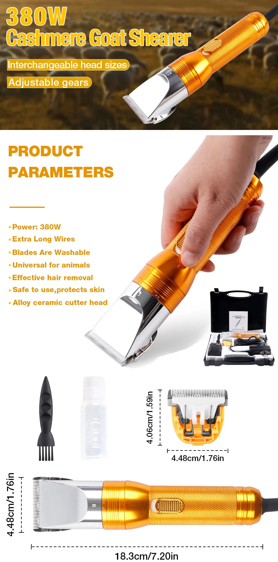 Electric Cashmere Goat Shearer 12V Household Pet (Cat/Dog/Rabbit/Sheep) Professional Hair Trimmer Carpet Tufting Trimmer