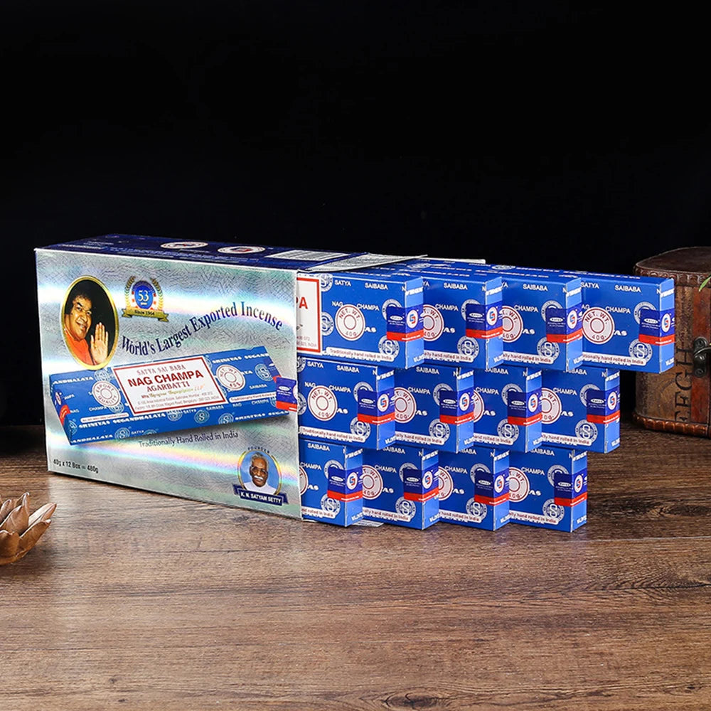 12 boxes, Indian handmade bamboo sticks incense, NAG CHAMPA natural incense, Anti-Odor, meditation, Sleep aid, home fragrance
